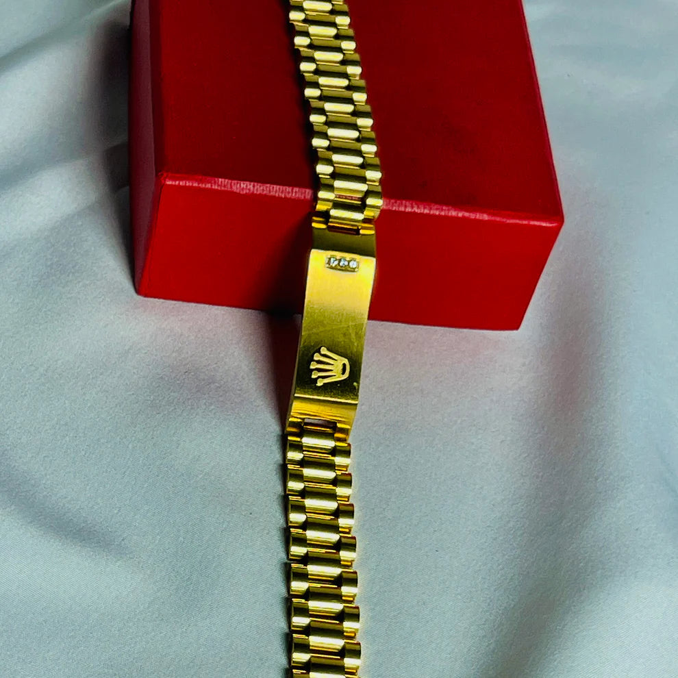 Golden Rolex Crown Chain Bracelet