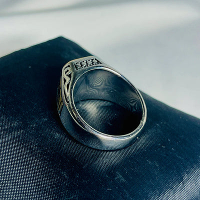 Black Stone & Golden Accent Athenian Legacy Silver Ring