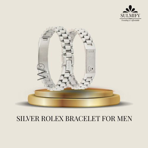 Silver Rolex Crown Chain Bracelet