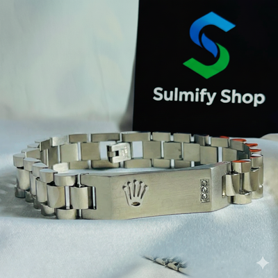 Silver Rolex Crown Chain Bracelet
